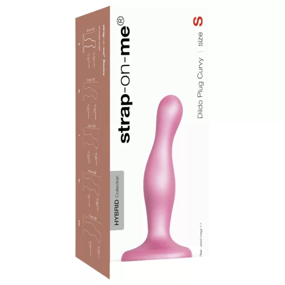 Strap-on-me Curvy S - viļņains, ar piesūcekni aprīkots dildo (rozā)