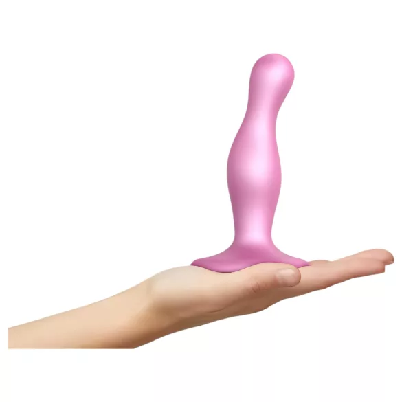 Strap-on-me Curvy S - viļņains, ar piesūcekni aprīkots dildo (rozā)