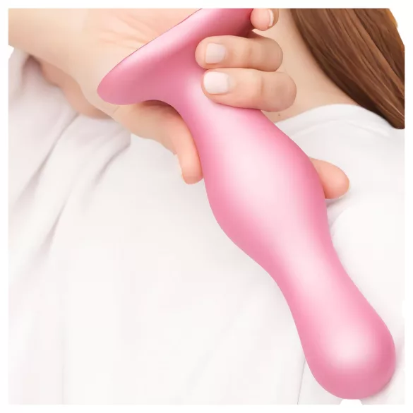 Strap-on-me Curvy S - viļņains, ar piesūcekni aprīkots dildo (rozā)