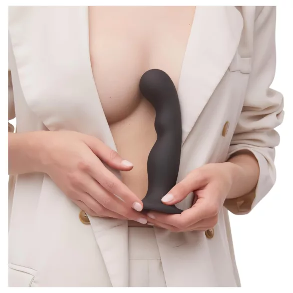 Strap-on-me strap-on dildo ar piesūcekni, izliekts, melns, S izmērs