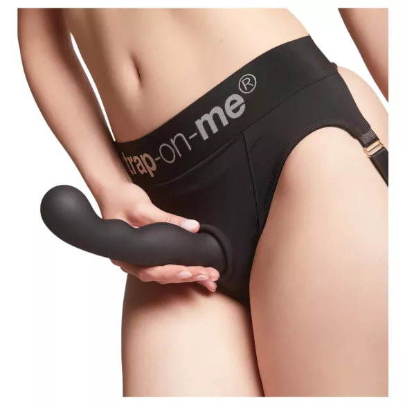 Strap-on-me strap-on dildo ar piesūcekni, izliekts, melns, S izmērs