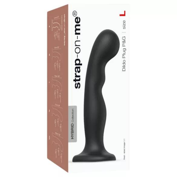 Strap-on-me strap-on dildo ar piesūcekni, izliekts, melns, L izmērs