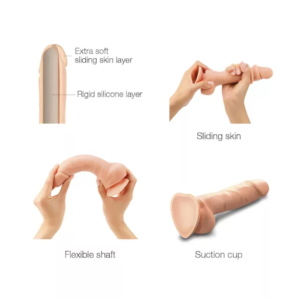 Strap-on-me S - divslāņu dildo ar piesūcekni (miesas krāsas)