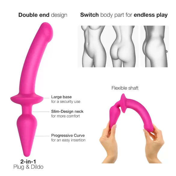 Strap-on-me Switch daļēji reālistisks XXL - 2‑in‑1 dildo (rozā)