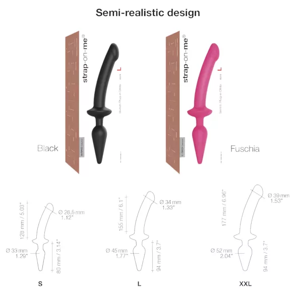 Strap-on-me Switch daļēji reālistisks XXL - 2‑in‑1 dildo (rozā)