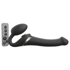   Strap-on-me vidējais strap-on vibrators ar viļņu stimulāciju, melns