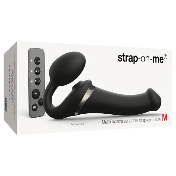 Strap-on-me vidējais strap-on vibrators ar viļņu stimulāciju, melns