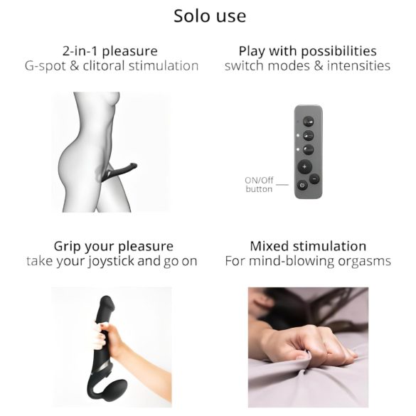 Strap-on-me S - uzpūšams, viļņots strap-on vibrators (zils)