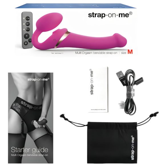 Strap-on-me M - uzmaucamais vibrators ar gaisa viļņu funkciju rozā