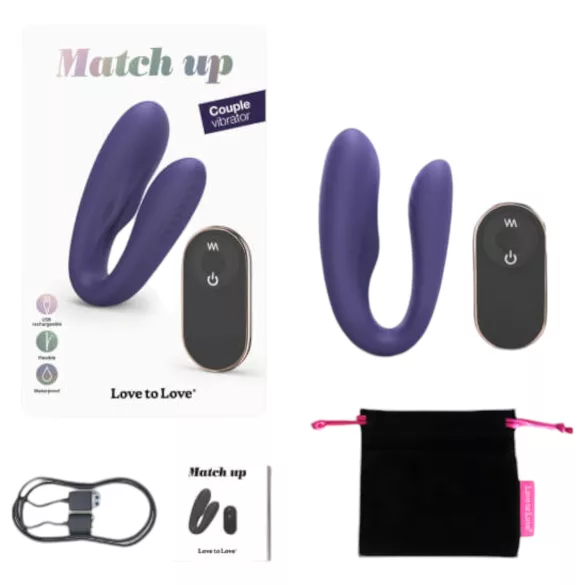 Love to Love pāra vibrators ar tālvadību, uzlādējams, violets