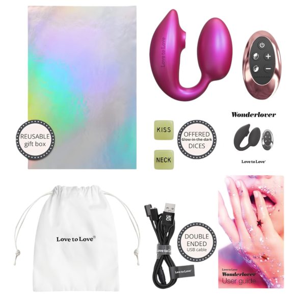 Wonderlover - klitora un G-punkta vibrators (metāliski rozā)