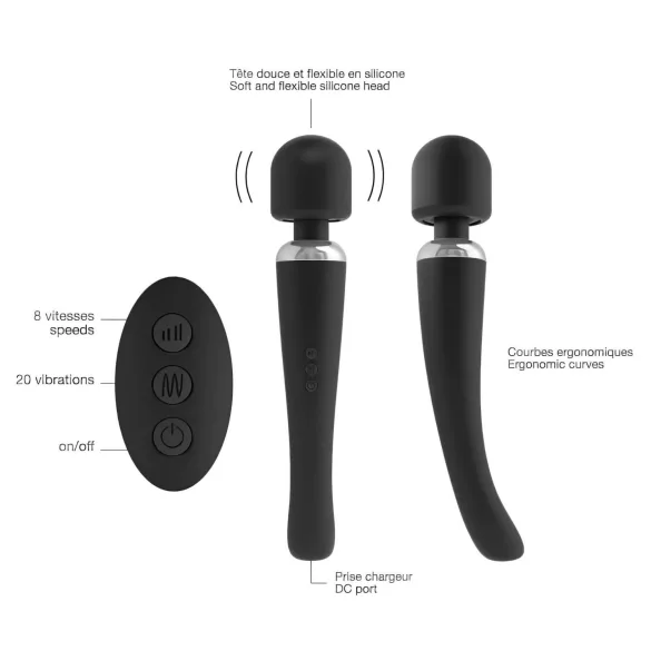 Dorcel Megawand - masāžas vibrators ar akumulatoru melns