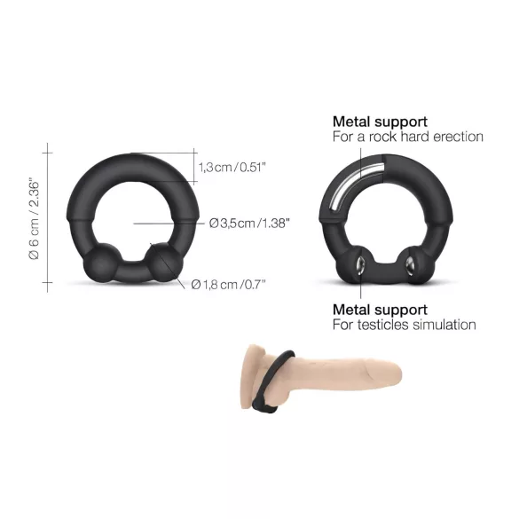 Dorcel Stronger Ring - metāla elementi erekcijas gredzens melns