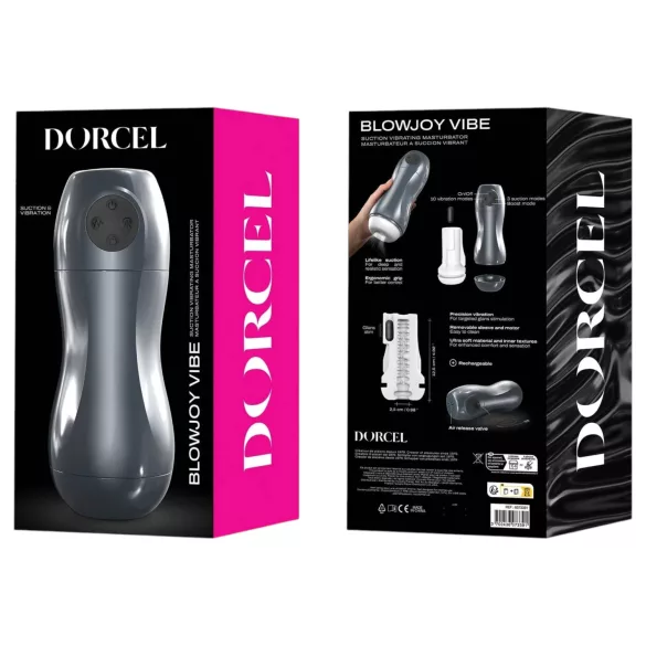 Dorcel Blowjoy Vibe - sūcošs un vibrējošs uzlādējams masturbators (pelēks)