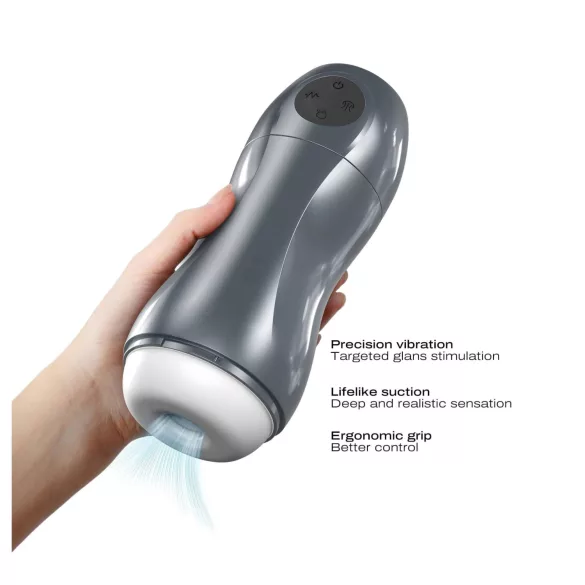 Dorcel Blowjoy Vibe - sūcošs un vibrējošs uzlādējams masturbators (pelēks)