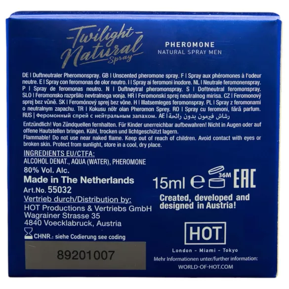 HOT Twilight Natural - feromonu smaržas vīriešiem bez aromāta 15ml