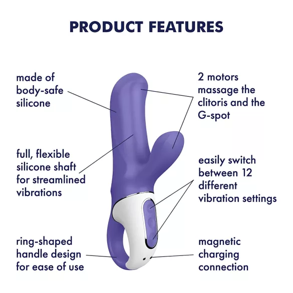 Satisfyer Magic Bunny - ūdensizturīgs klitora vibrators ar rociņu zils