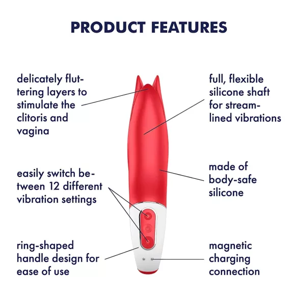 Satisfyer Power Flower - ūdensizturīgs uzlādējams vibrators sarkans