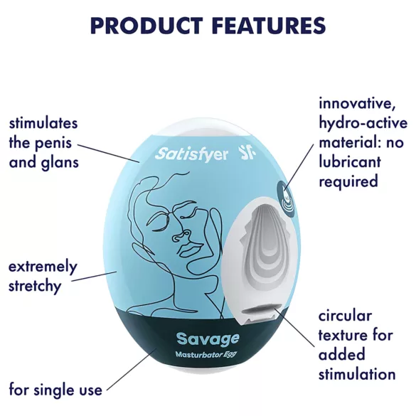 Satisfyer Egg Savage - olas vibrējošs masturbators vīriešiem 1 gab