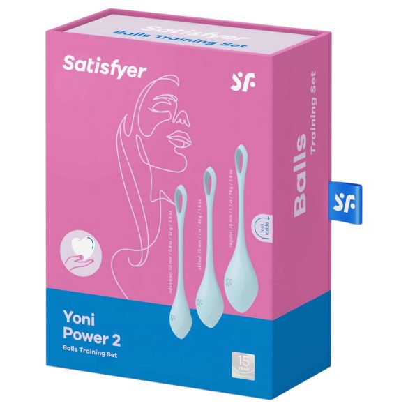 Satisfyer Yoni Power 2 - geišas bumbiņu komplekts 3 gab. zils