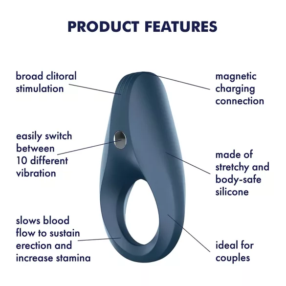 Satisfyer Rocket Ring - vibrējošs ūdensizturīgs erekcijas gredzens zils