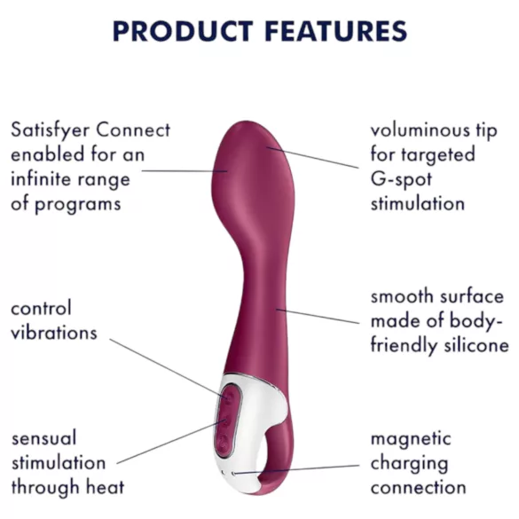 Satisfyer Hot Spot - G-punkta vibrators ar sildīšanu, uzlādējams, sarkans