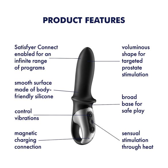 Satisfyer Hot Passion - anālais vibrators ar sildīšanu, melns