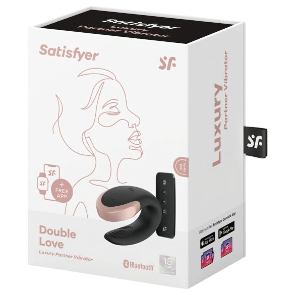 Satisfyer Double Love - pāru vibrators ar tālvadību, viedais, melns