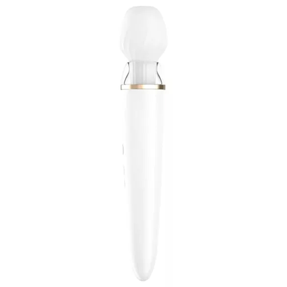 Satisfyer Double Wand-er - masāžas vibrators ar aplikāciju baltā krāsā