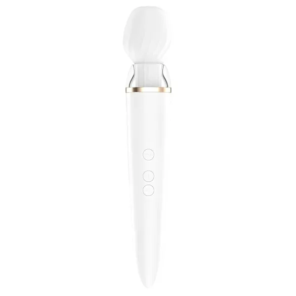Satisfyer Double Wand-er - masāžas vibrators ar aplikāciju baltā krāsā