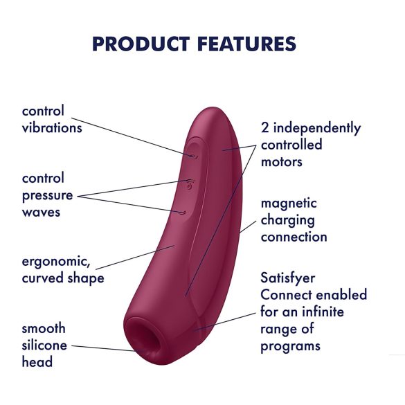 Satisfyer Curvy 1+ - klitora stimulators ar gaisa viļņiem sarkans