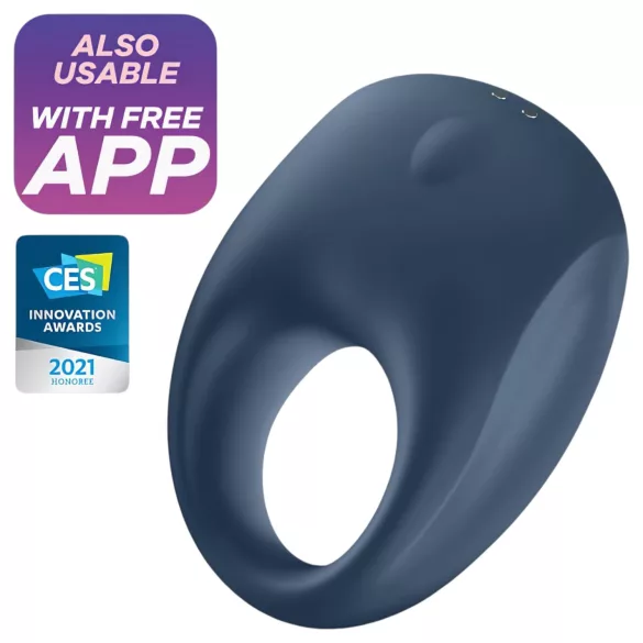 Satisfyer Strong One - Lietotnes vadāms vibrējošs erekcijas gredzens vīriešiem (zils)