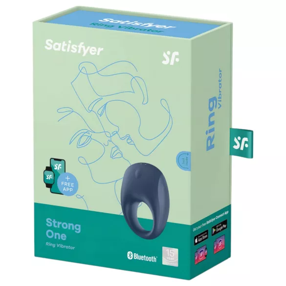 Satisfyer Strong One - Lietotnes vadāms vibrējošs erekcijas gredzens vīriešiem (zils)