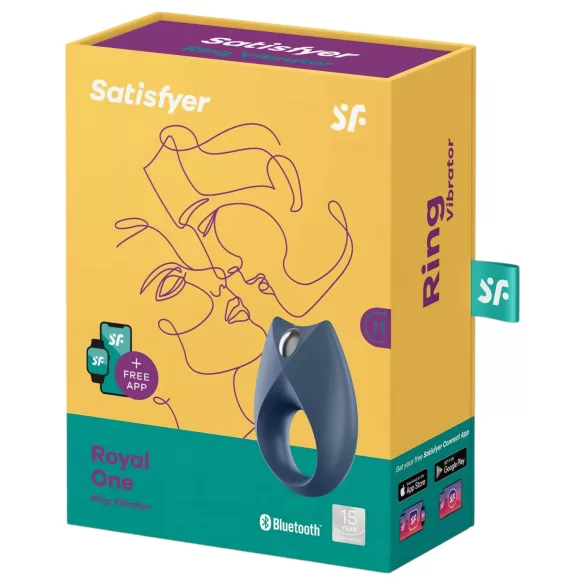 Satisfyer Royal One - lietotnes vadāms vibrējošs dzimumlocekļa gredzens vīriešiem (zils)