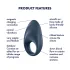 Satisfyer Mighty One - erekcijas gredzens ar vibrāciju zilā krāsā