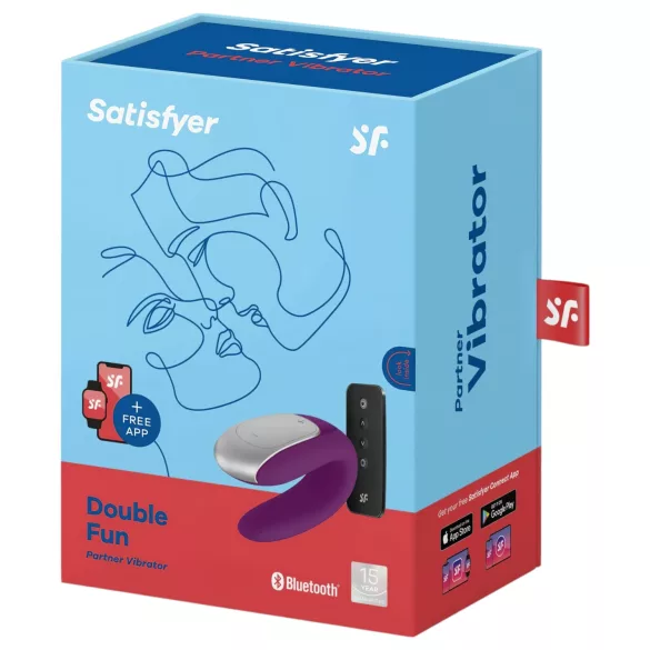 Satisfyer Double Fun - ar lietotni vadāms pāru vibrators (violets)