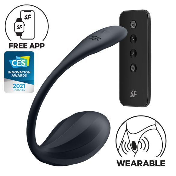 Satisfyer vibrējoša olveida rotaļlieta ar tālvadību, melna