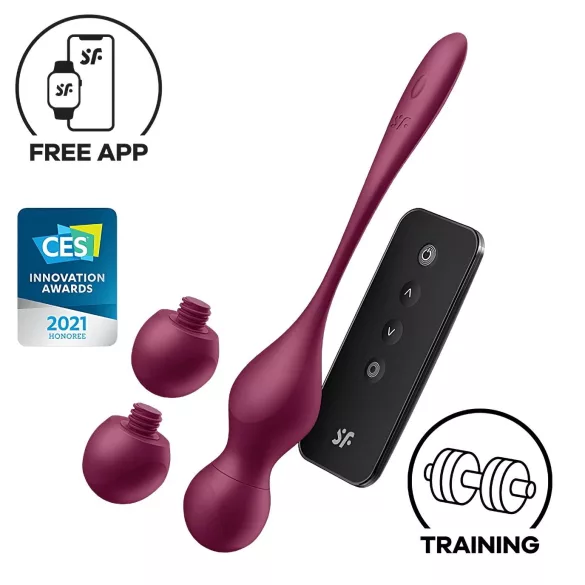 Satisfyer Love Birds Vary - lietotnes vadāms vibrējošs gejšas bumbiņu vibrators (sarkans)