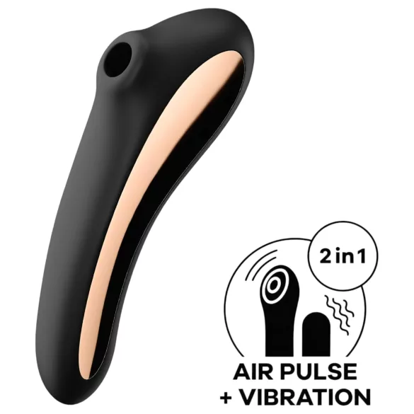 Satisfyer Dual Kiss - uzlādējams vaginālais un klitora vibrators melns