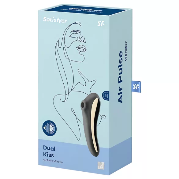 Satisfyer Dual Kiss - uzlādējams vaginālais un klitora vibrators melns