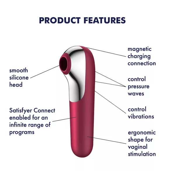Satisfyer Dual Love - klitora un maksts vibrators ar Bluetooth, sarkans