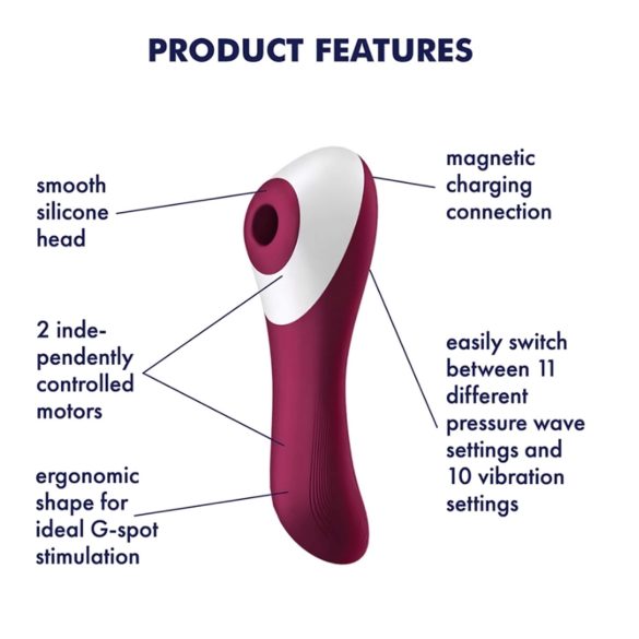 Satisfyer Dual Crush - uzlādējams vaginālais un klitora vibrators sarkans