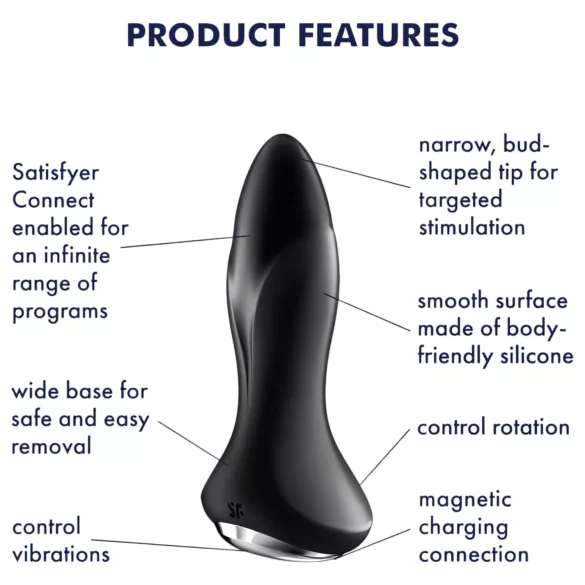 Satisfyer anālais vibrators ar bumbiņām, melns