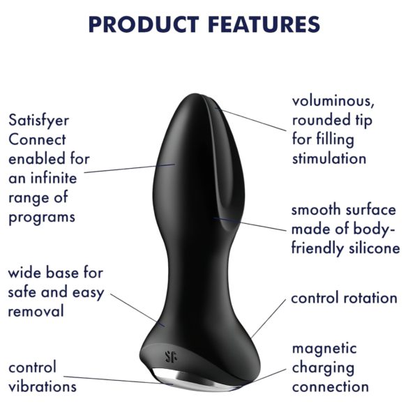 Satisfyer Rotator Plug 2 - anālais vibrators ar bumbiņām melns