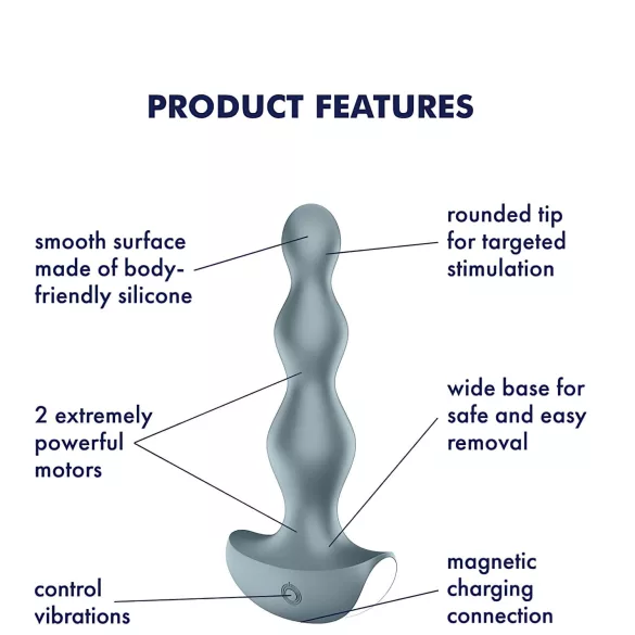Satisfyer Lolli-Plug 2 - uzlādējams ūdensizturīgs anālais vibrators pelēks