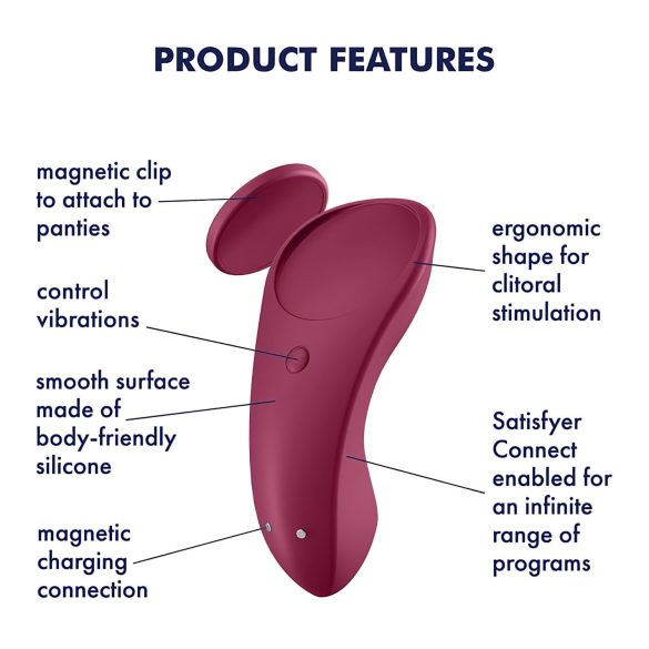 Satisfyer Sexy Secret - sieviešu biksīšu vibrators, ūdensizturīgs, sarkans