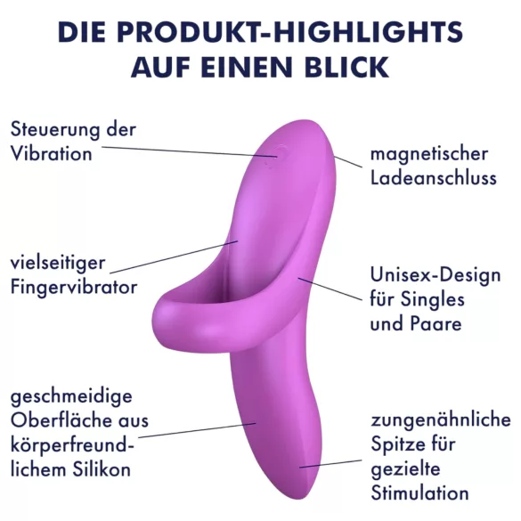 Satisfyer Bold Lover - akumulatora ūdensizturīgs pirksta vibrators rozā