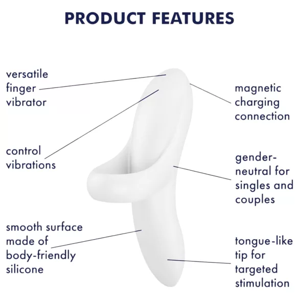 Satisfyer Bold Lover - pirkstu vibrators uzlādējams ūdensizturīgs balts