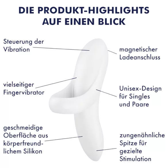 Satisfyer Bold Lover - pirkstu vibrators uzlādējams ūdensizturīgs balts