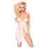 Penthouse babydoll komplekts ar rozēm balts - M/L